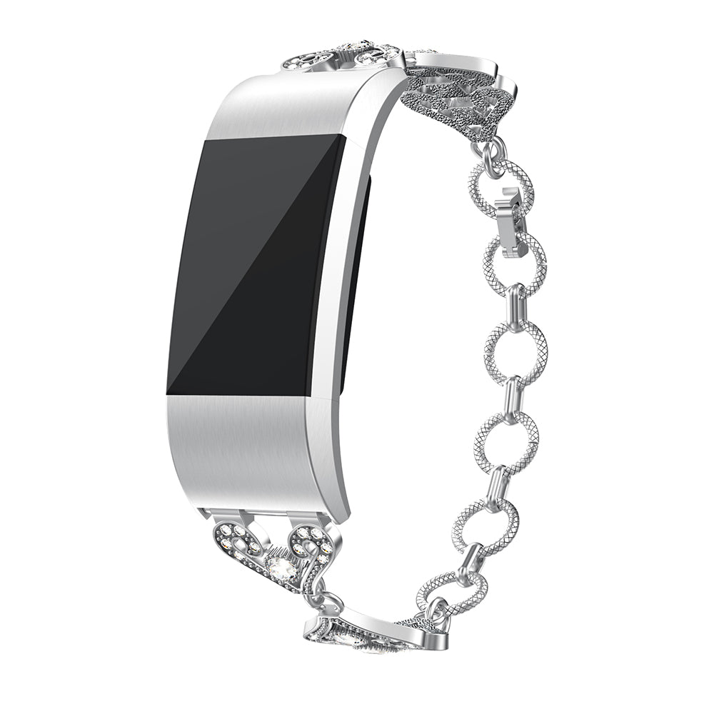 Metal Bracelet with Rhinestones for Fitbit Charge 2