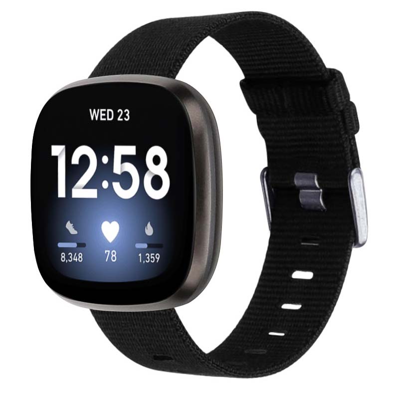 Canvas Strap with Polished Silver Buckle for Fitbit Sense