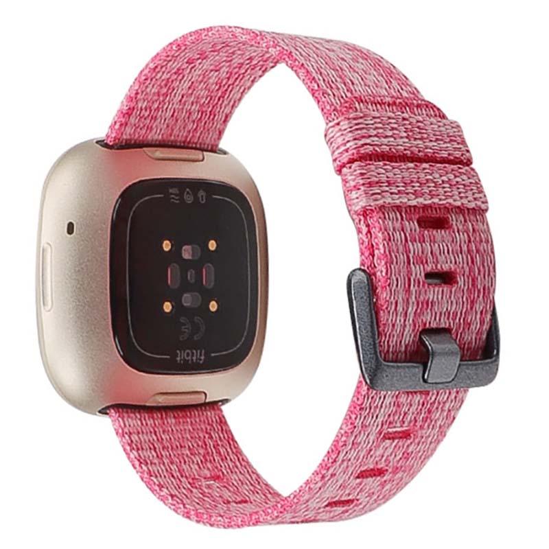 Canvas Strap with Polished Silver Buckle for Fitbit Sense