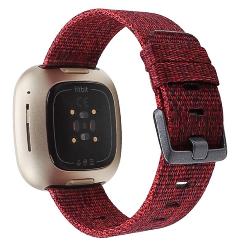 Canvas Strap with Polished Silver Buckle for Fitbit Versa 3