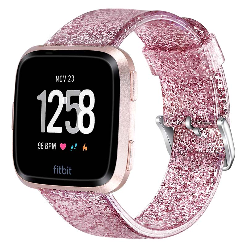 Clear Glitter Rubber Strap for Fitbit Versa & Versa 2