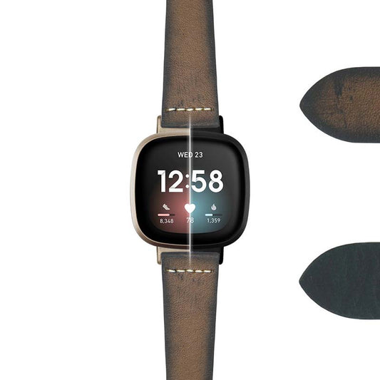 DASSARI Kingwood III Premium Vintage Leather Strap for Fitbit Charge 4 & Charge 3