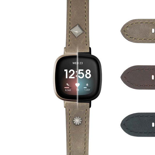 Vintage Military Rivet Strap for Fitbit Sense