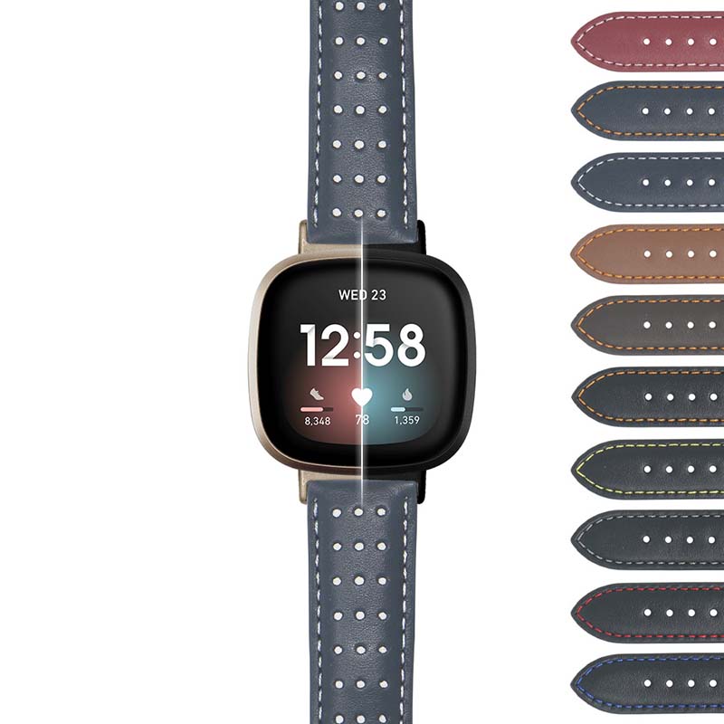 DASSARI Perforated Leather Racing Strap for Fitbit Sense