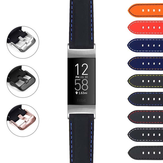 Rubber Strap w/ Stitching for Fitbit Charge 4 & Charge 3