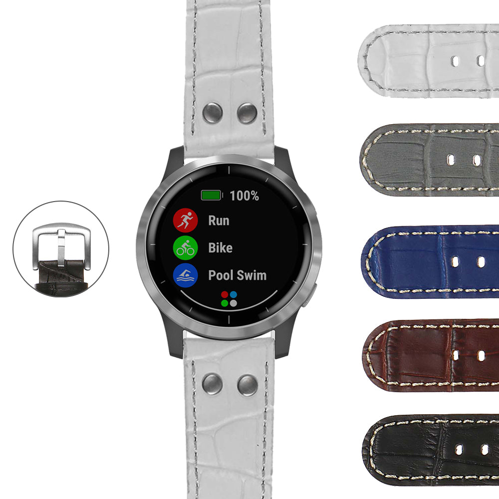 DASSARI Croc Embossed Leather Pilot Strap w/ Rivets Samsung Galaxy Watch 3