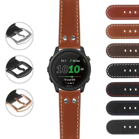 DASSARI Leather Pilot Strap w/ Rivets for Suunto 9