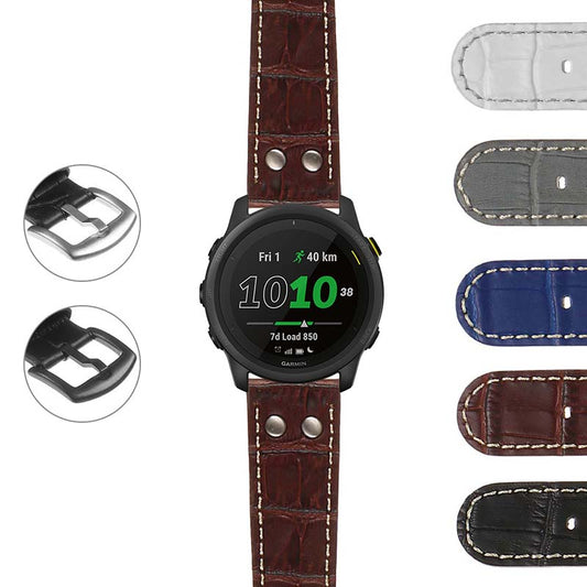 DASSARI Croc Embossed Leather Pilot Strap w/ Rivets for Suunto 9