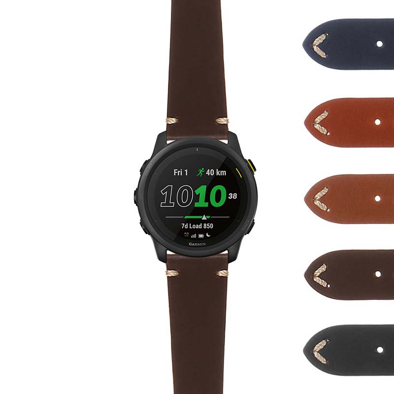 DASSARI Hand-Stitched Classic Leather Watch Strap for Fitbit Versa 3