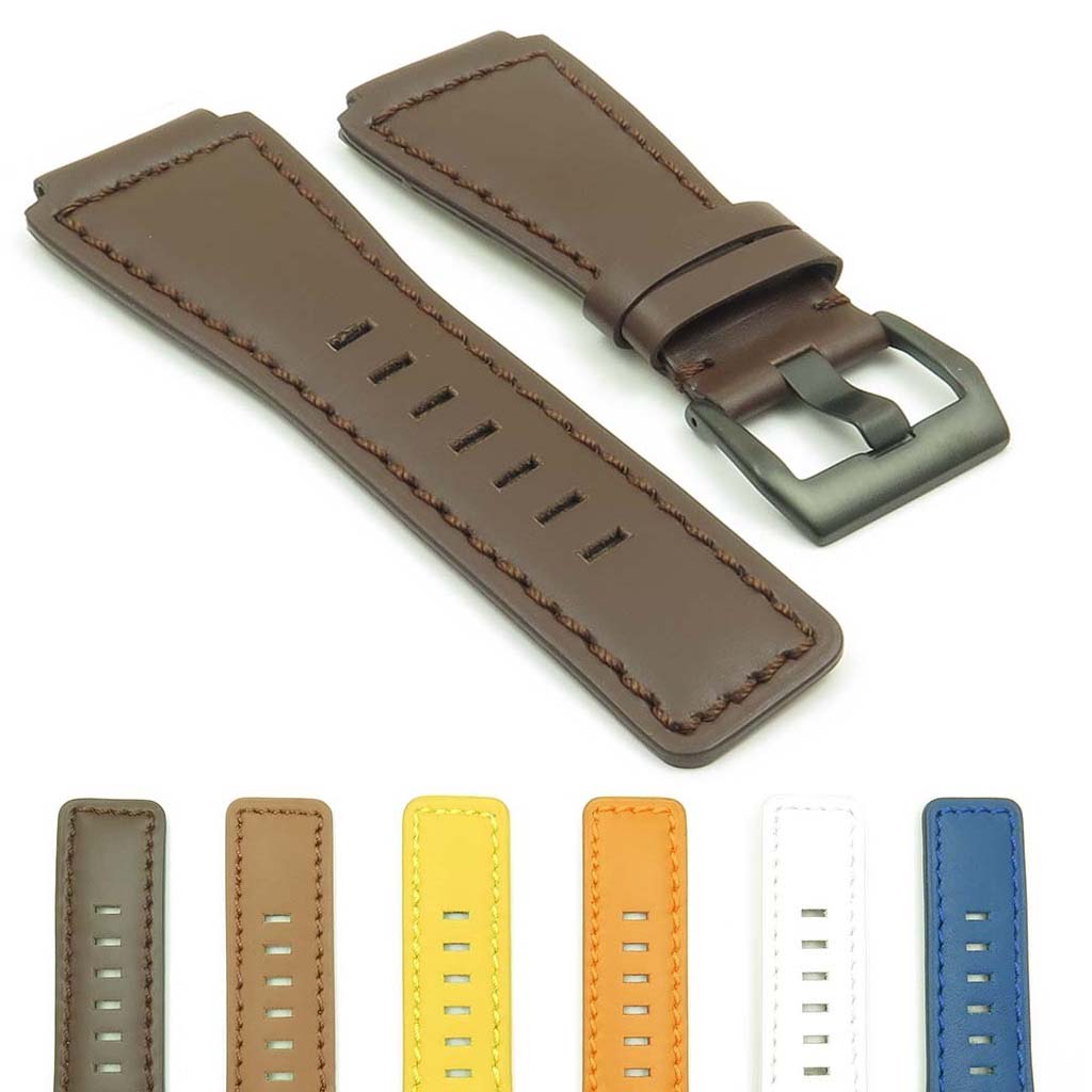 DASSARI Magnum Leather Watch Strap for Bell & Ross with Matte Black Pre-V Buckle
