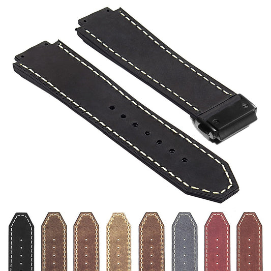DASSARI Vintage Leather Strap for Hublot Big Bang with Matte Black Clasp
