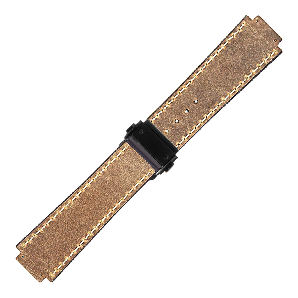 DASSARI Vintage Leather Strap for Hublot Big Bang with Matte Black Clasp