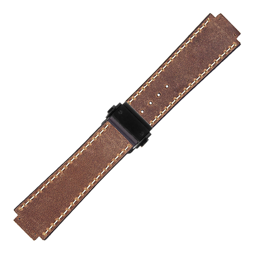 DASSARI Vintage Leather Strap for Hublot Big Bang with Matte Black Clasp
