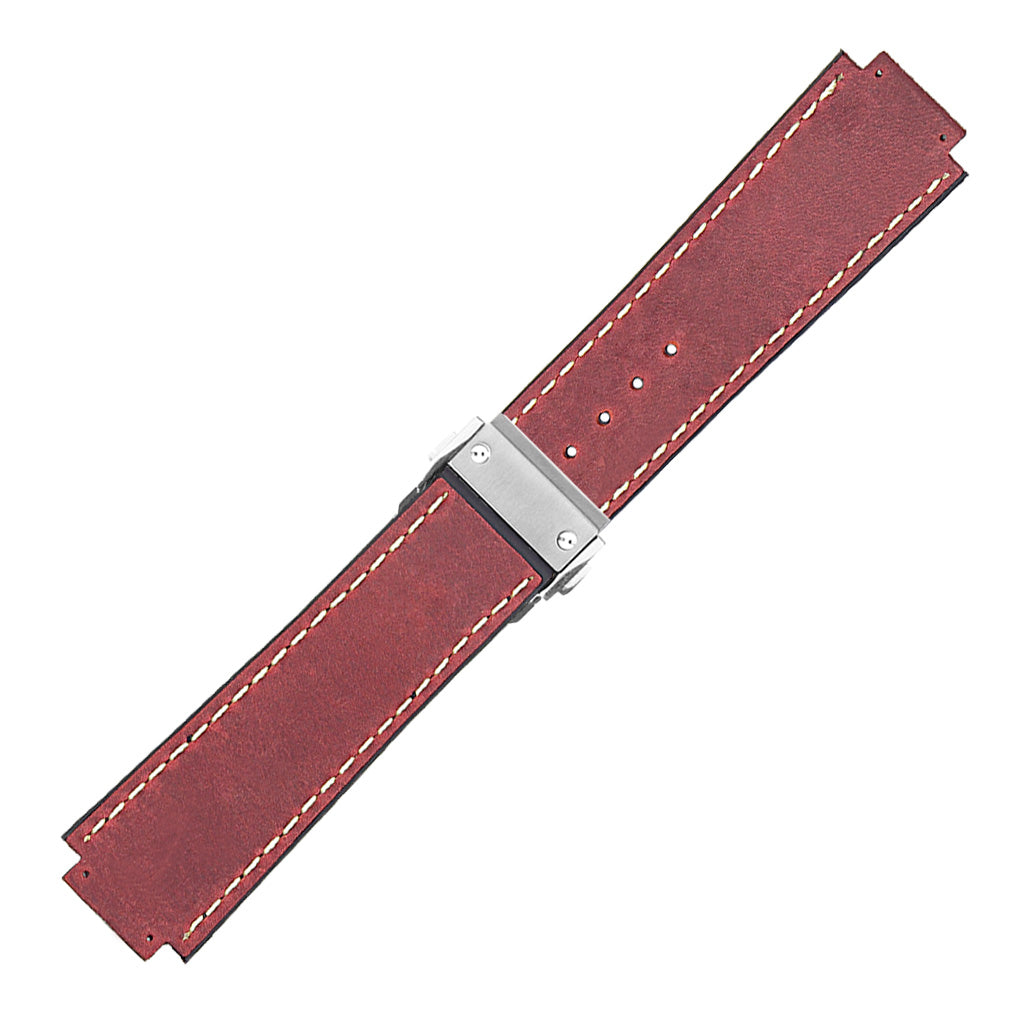 DASSARI Vintage Leather Strap for Hublot Big Bang with Brushed Steel Clasp