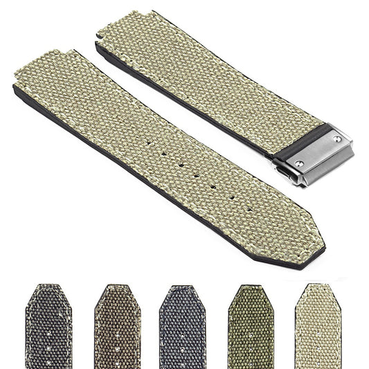 DASSARI Canvas Strap for Hublot Big Bang with Brushed Steel Clasp
