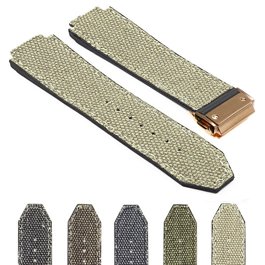 DASSARI Canvas Strap for Hublot Big Bang with Rose Gold Clasp