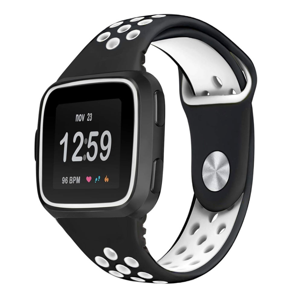 Perforated Rubber Strap with Protective Case for Fitbit Versa