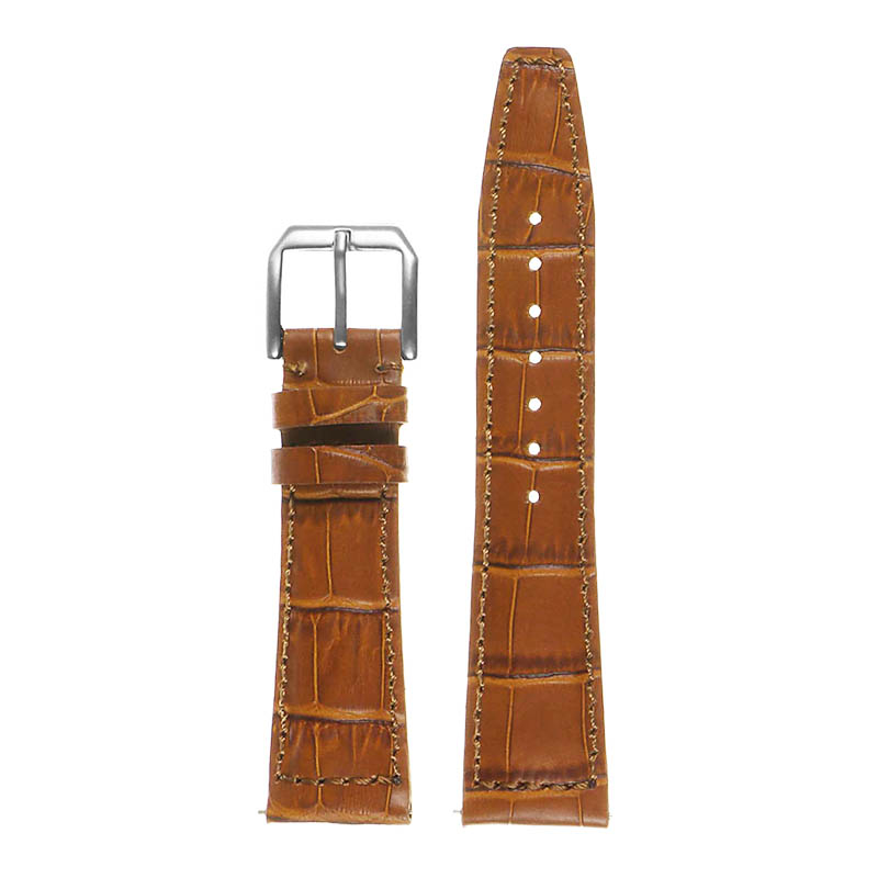 DASSARI Croc Embossed Leather Pilot Watch Band w/ Rivets for Apple Watch