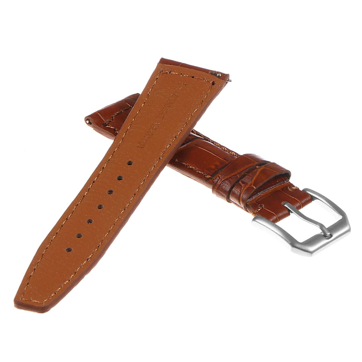 DASSARI Croc Embossed Leather Pilot Watch Band w/ Rivets for Apple Watch