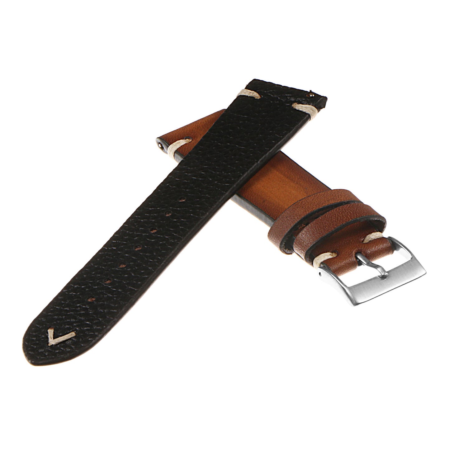 Hand-Stitched Vintage Faded Leather Strap for Fitbit Versa 3