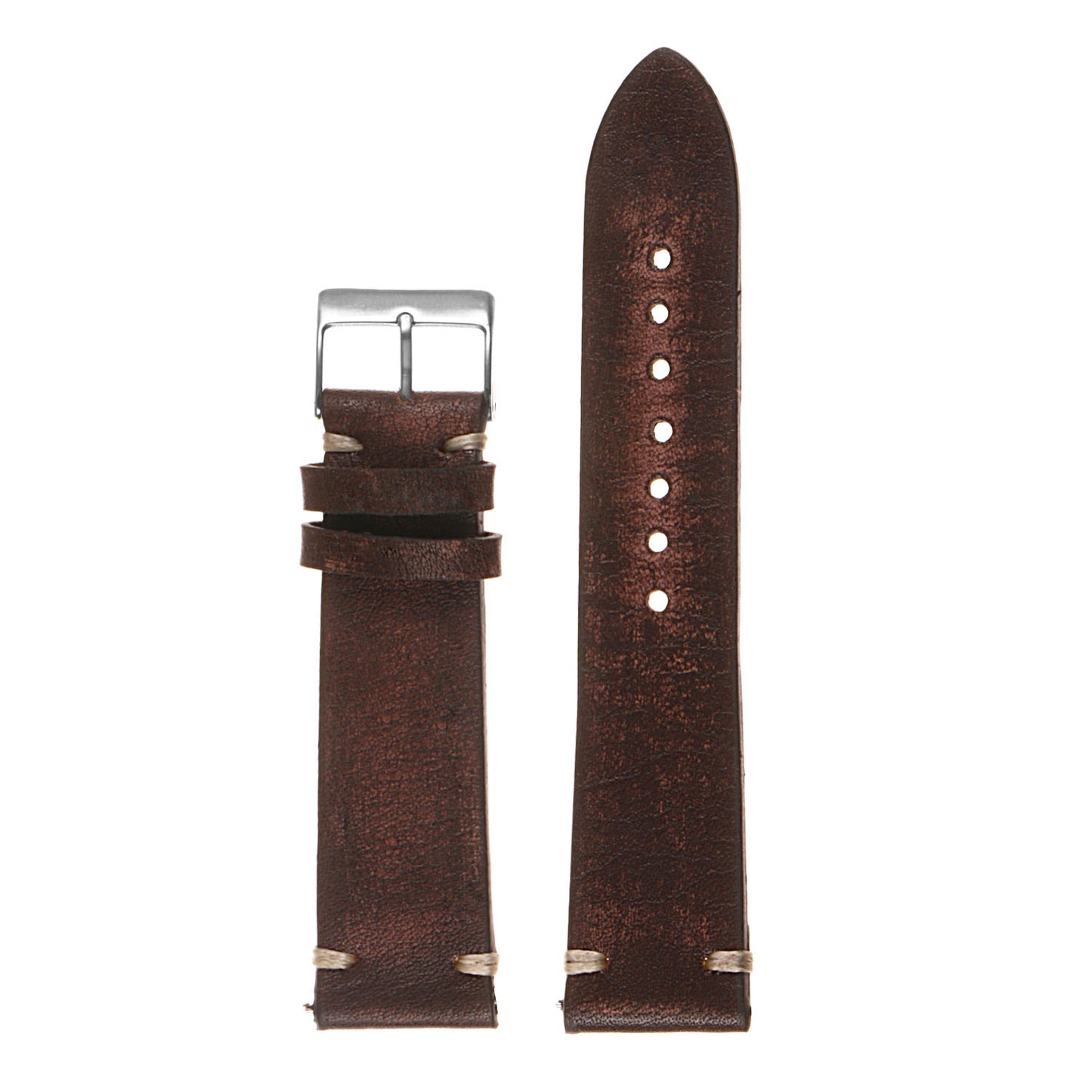 Hand-Stitched Vintage Washed Leather Quick Release Strap