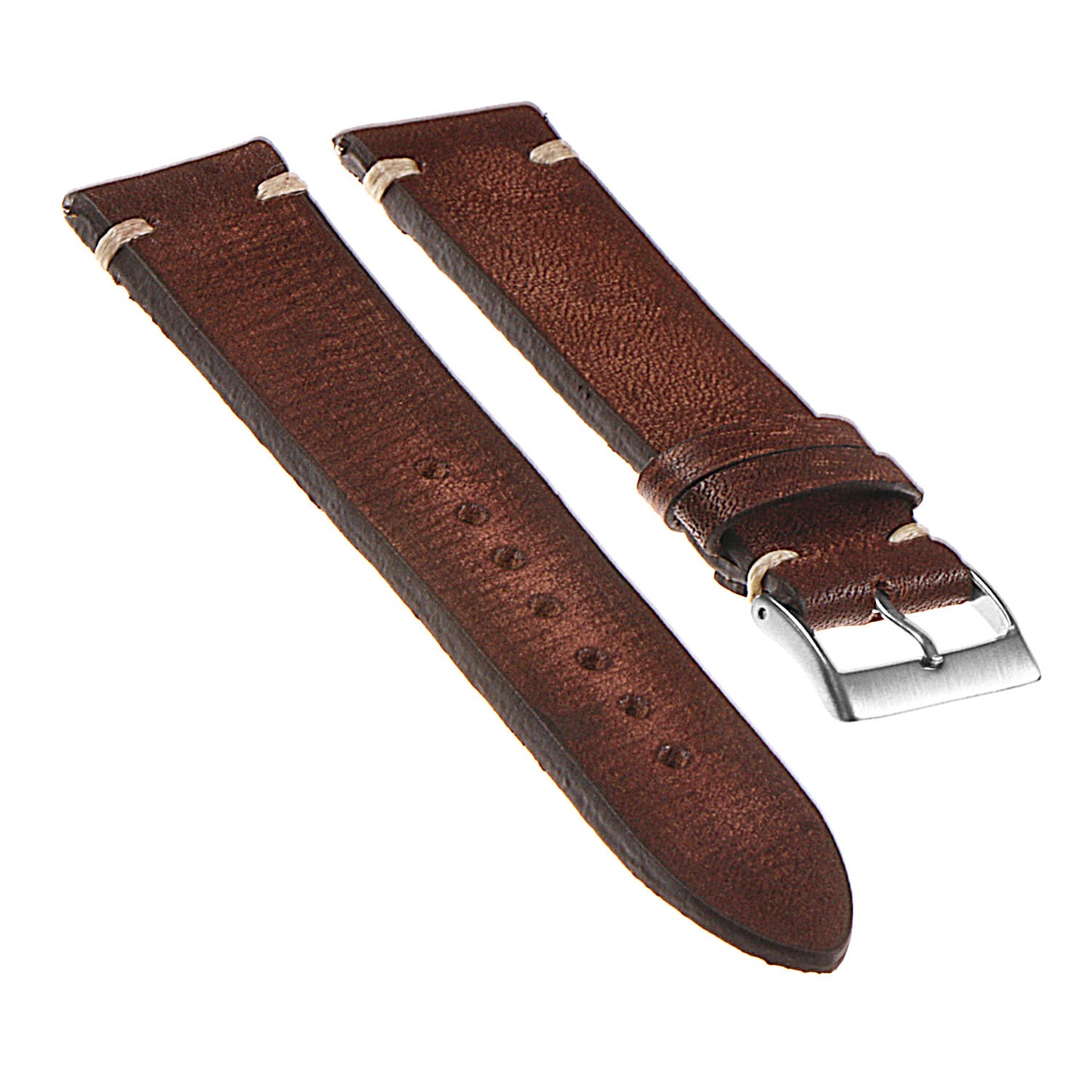 Hand-Stitched Vintage Washed Leather Strap for Garmin Forerunner 745