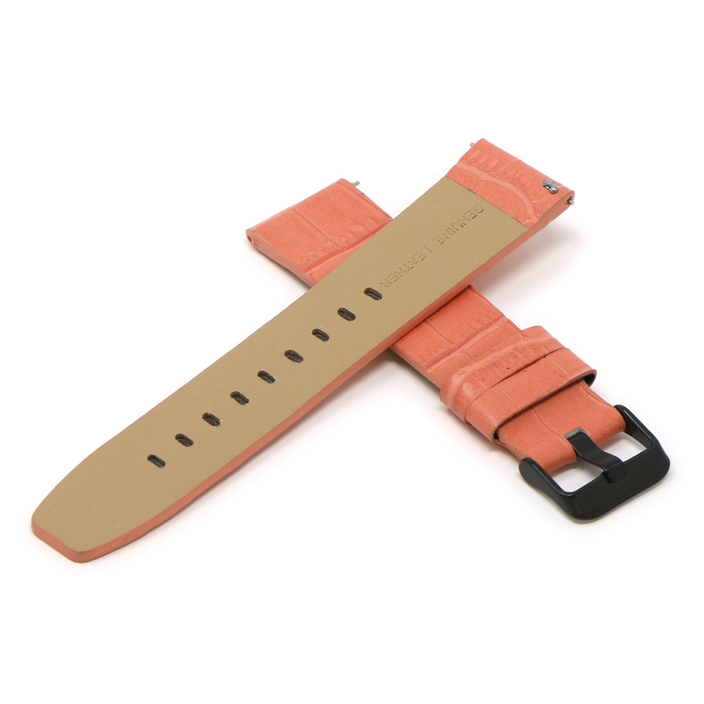 23mm Croc Embossed Leather Strap Pink