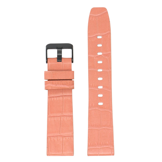 23mm Croc Embossed Leather Strap Pink