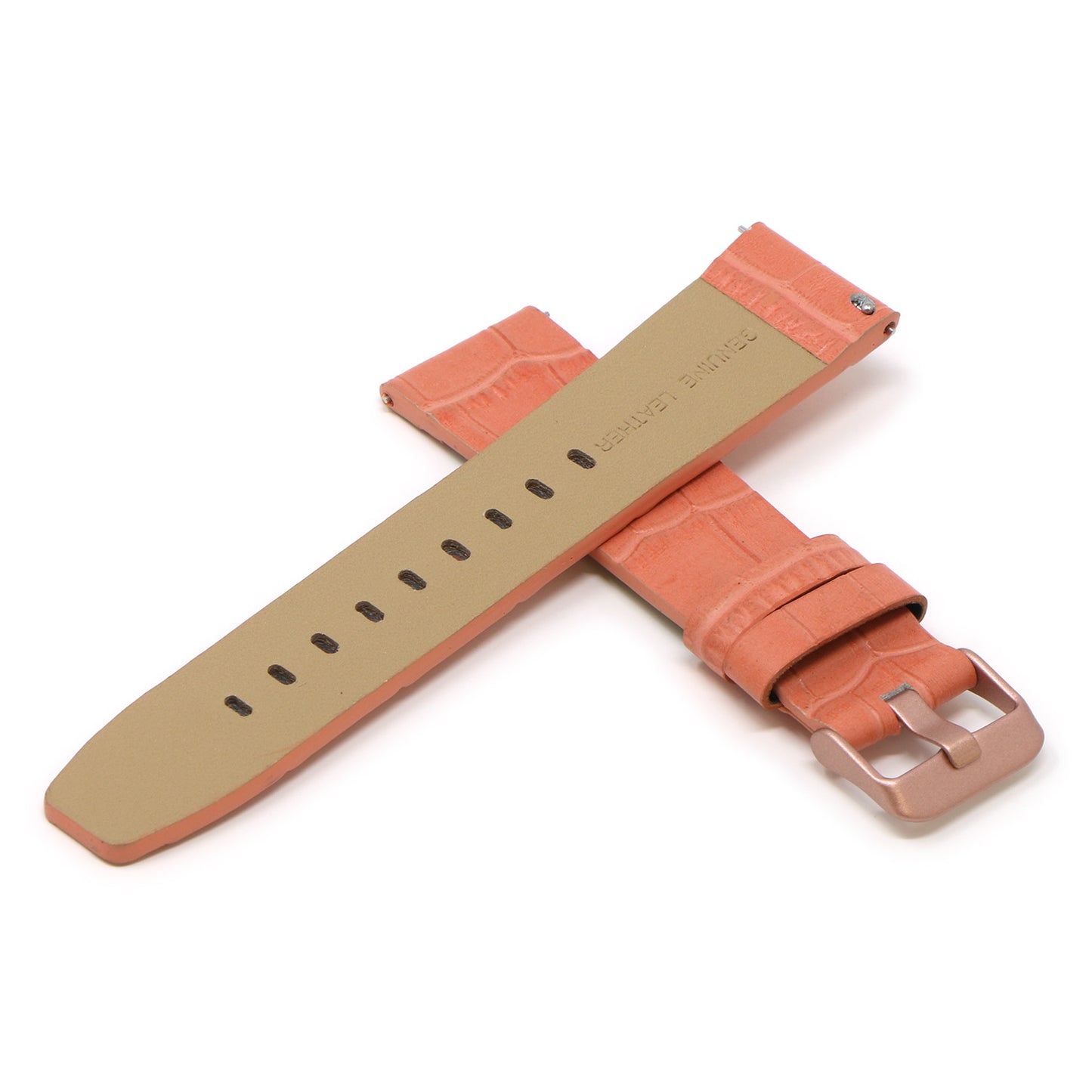 23mm Croc Embossed Leather Strap Pink