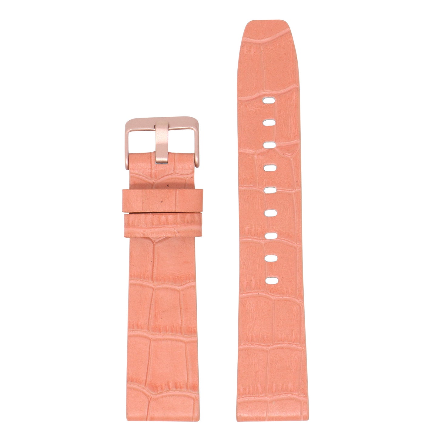 23mm Croc Embossed Leather Strap Pink