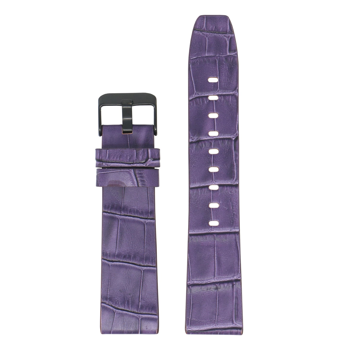 23mm Croc Embossed Leather Strap Purple
