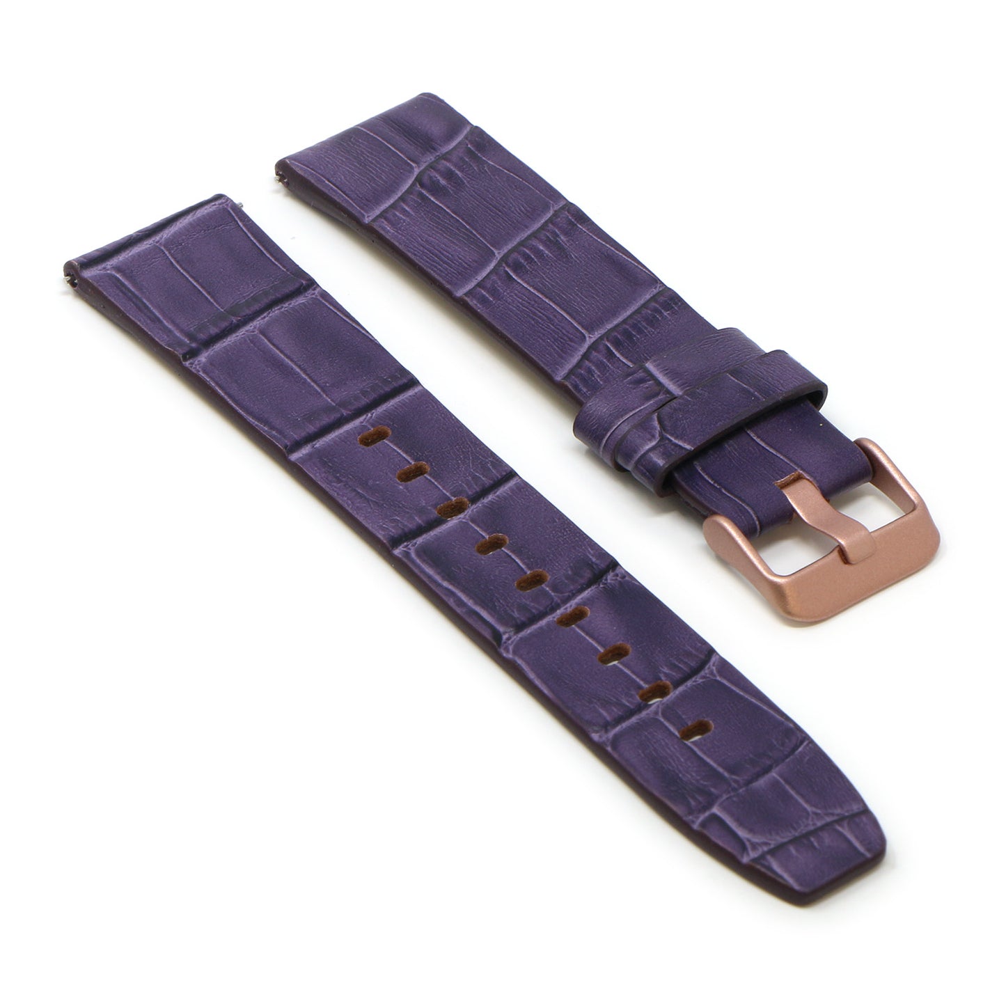 23mm Croc Embossed Leather Strap Purple