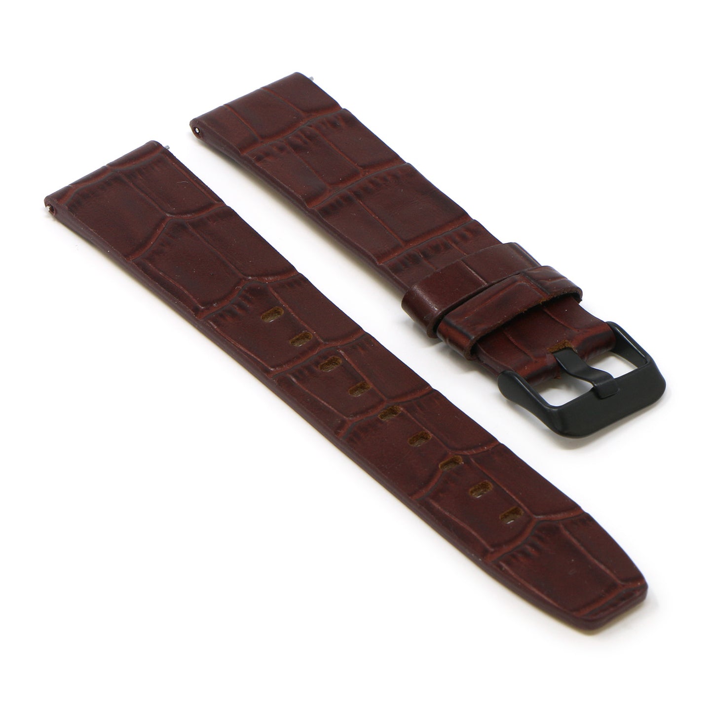 23mm Croc Embossed Leather Strap Brown