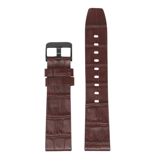 23mm Croc Embossed Leather Strap Brown