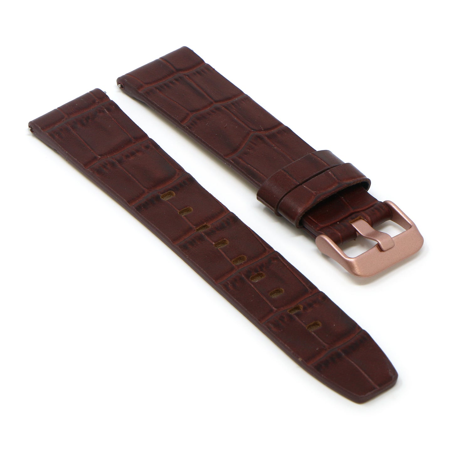 23mm Croc Embossed Leather Strap Brown