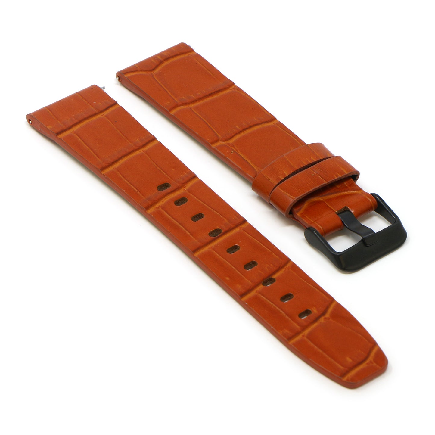 23mm Croc Embossed Leather Strap Tan