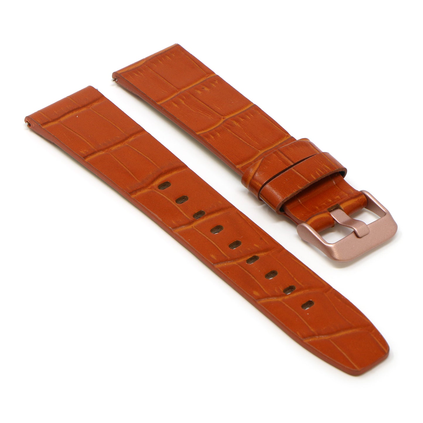 23mm Croc Embossed Leather Strap Tan