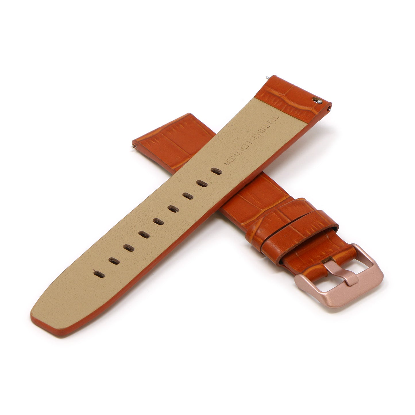 23mm Croc Embossed Leather Strap Tan