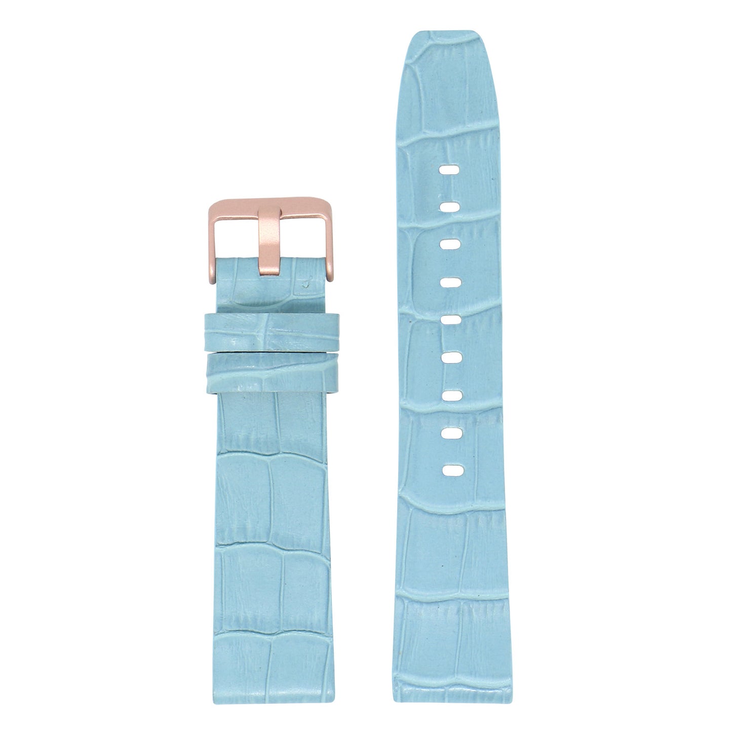23mm Croc Embossed Leather Strap Blue
