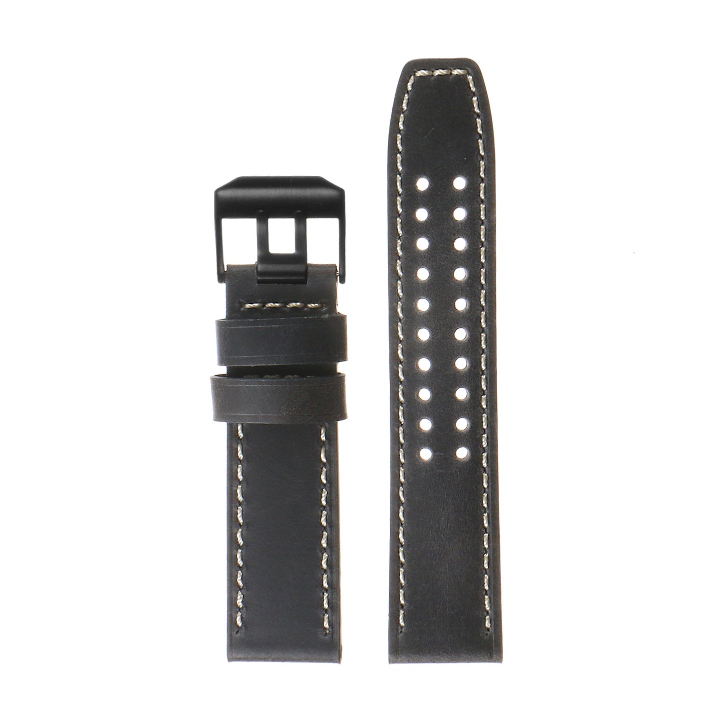 DASSARI 23mm Vintage Leather Watch Strap for Luminox Evo with Matte Black Buckle