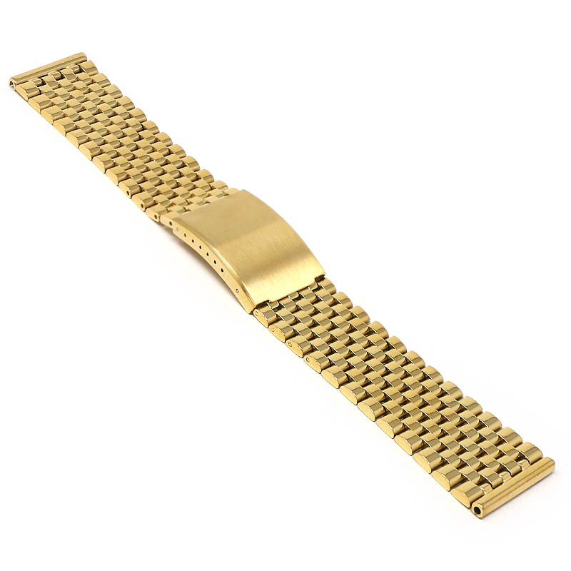 New 18mm/19mm/20mm Bead of Rice Solid Yellow Gold Plated Watch 