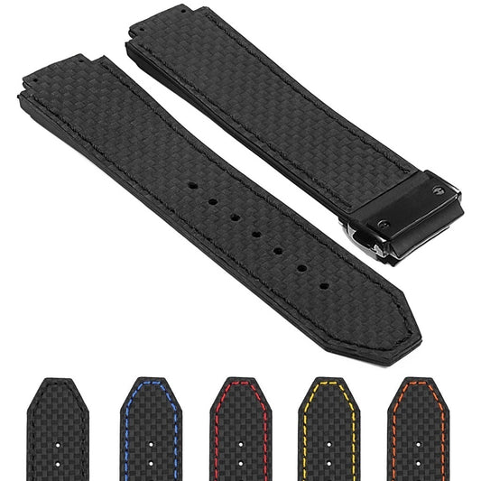 DASSARI S5 Carbon Fiber & Rubber Watch Strap for Hublot Big Bang with Matte Black Clasp