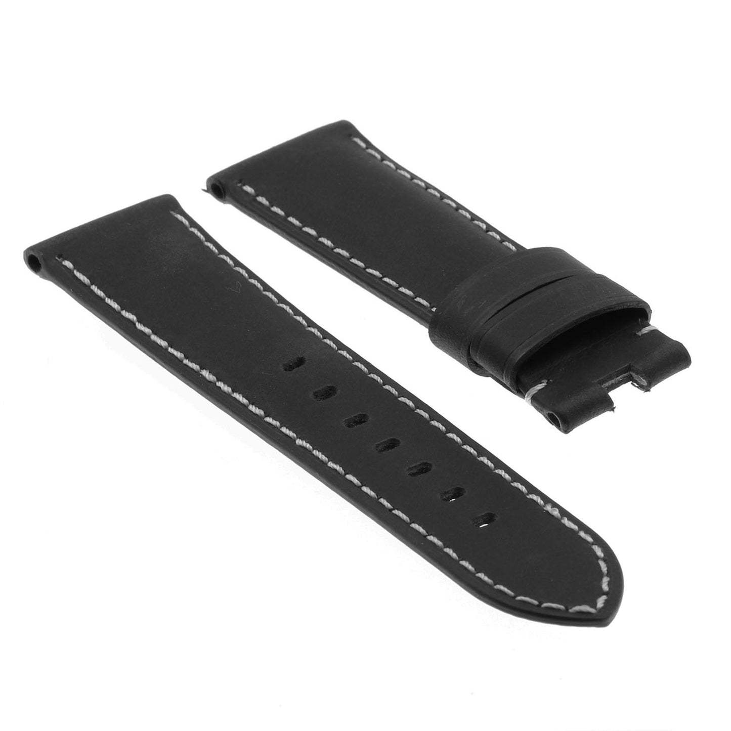 DASSARI Vintage Leather Strap for Deployant Clasp - Black