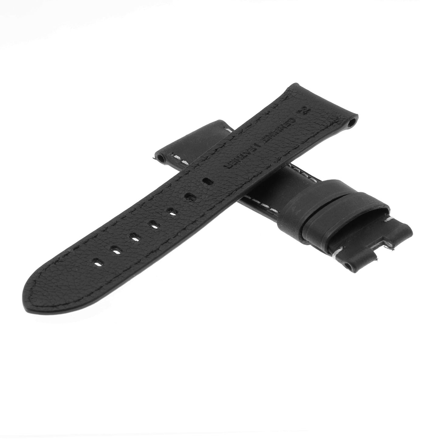 DASSARI Vintage Leather Strap w/ Deployant Clasp (Standard, Long) for Samsung Galaxy Watch 3 (45mm) Black