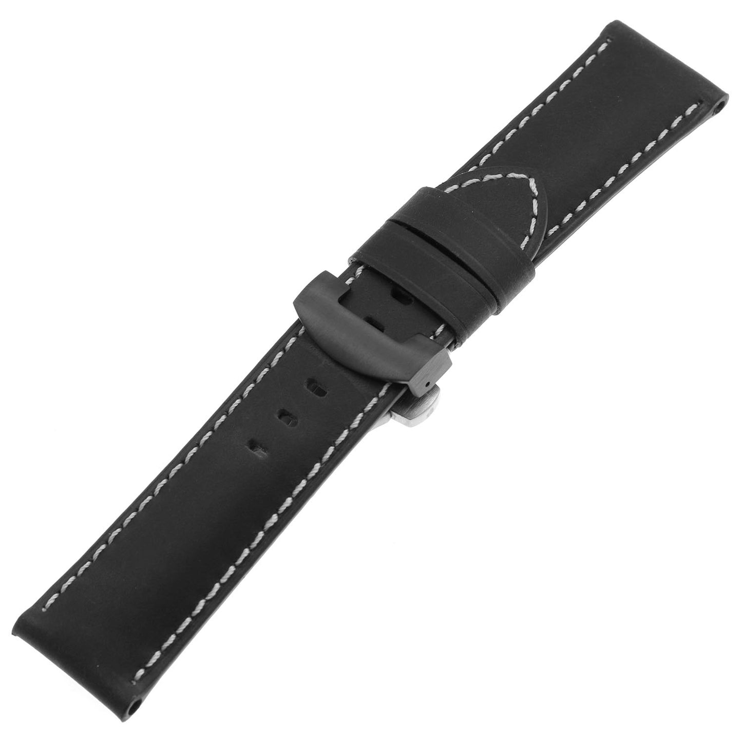 DASSARI Vintage Leather Strap w/ Black Deployant Clasp for Apple Watch