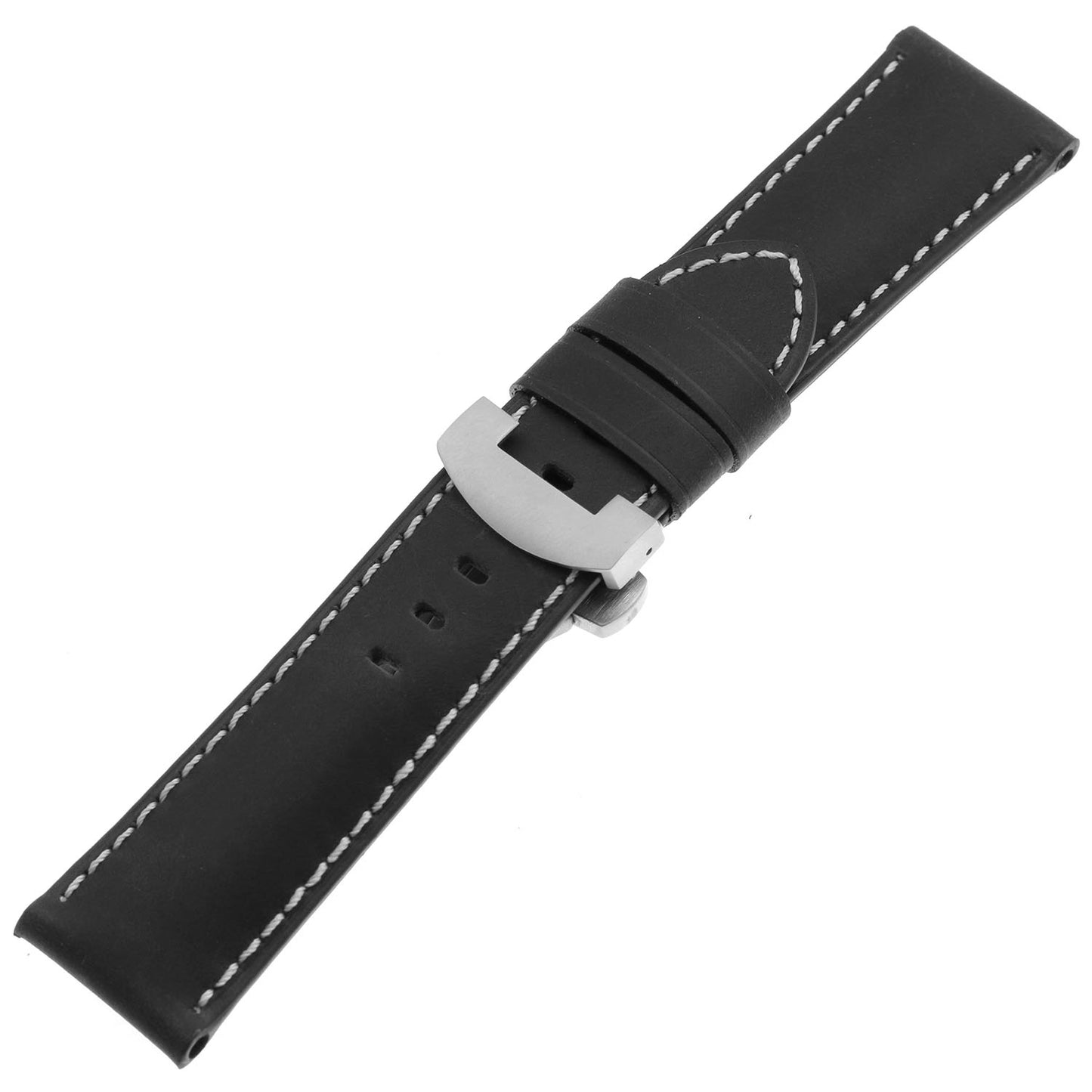 DASSARI Vintage Leather Strap w/ Deployant Clasp (Standard, Long) for Samsung Galaxy Watch 3 (45mm) Black