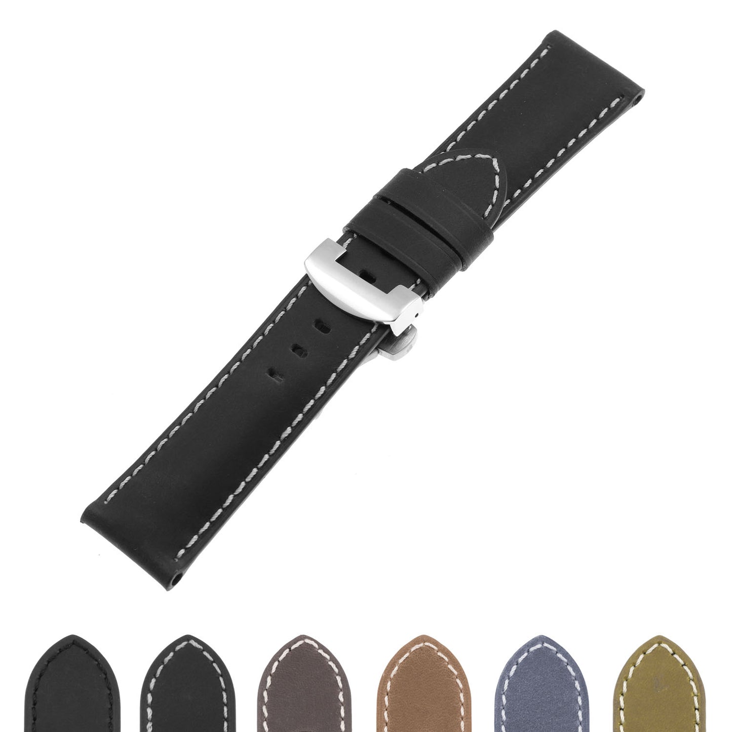 DASSARI Vintage Leather Strap w/ Deployant Clasp (Standard, Long) for OnePlus Watch