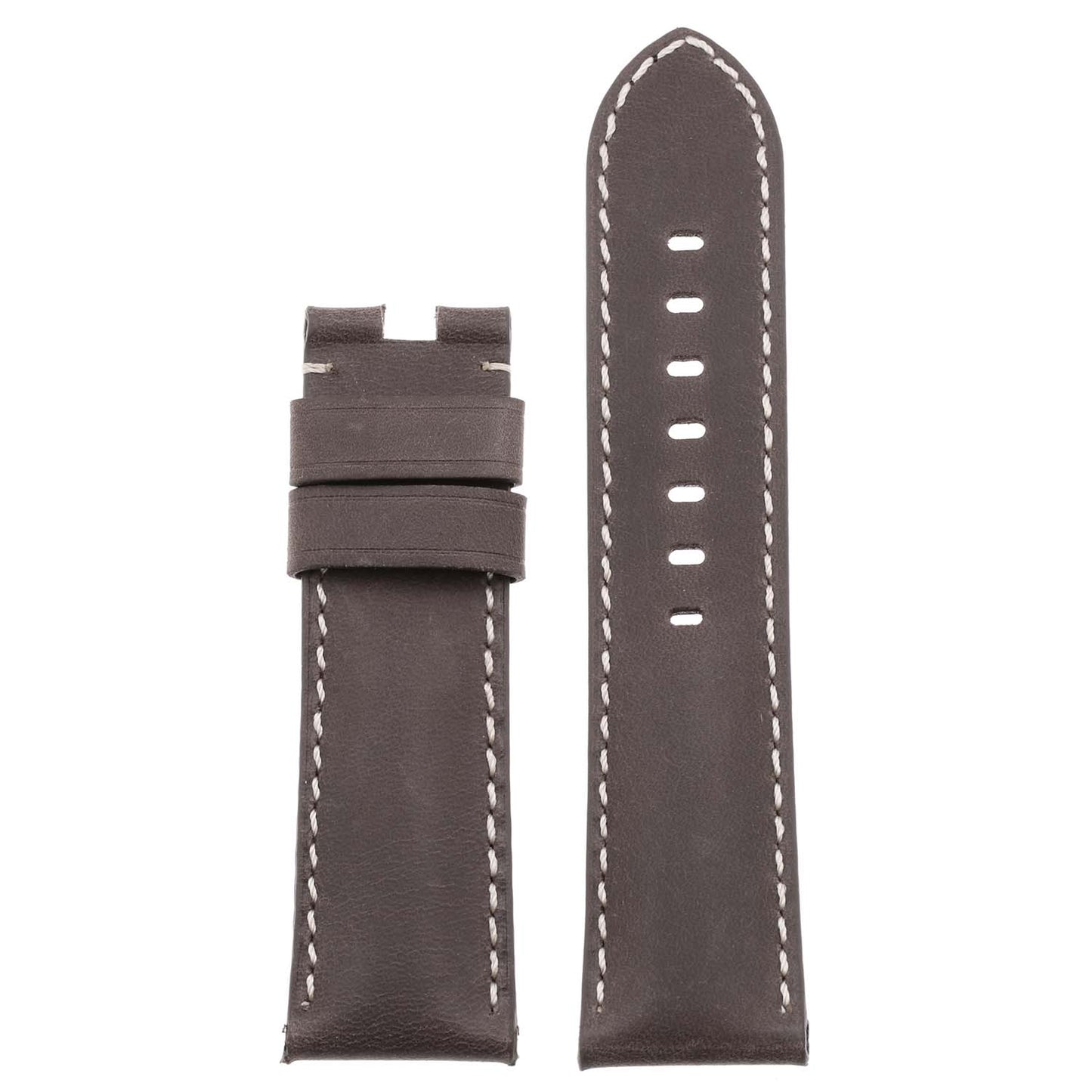 DASSARI Vintage Leather Strap for Deployant Clasp - Coffee Brown