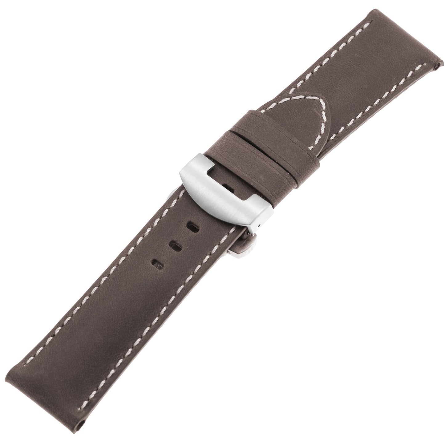 DASSARI Vintage Leather Strap w/ Deployant Clasp (Standard, Long) for Samsung Galaxy Watch 3 (45mm) Khaki