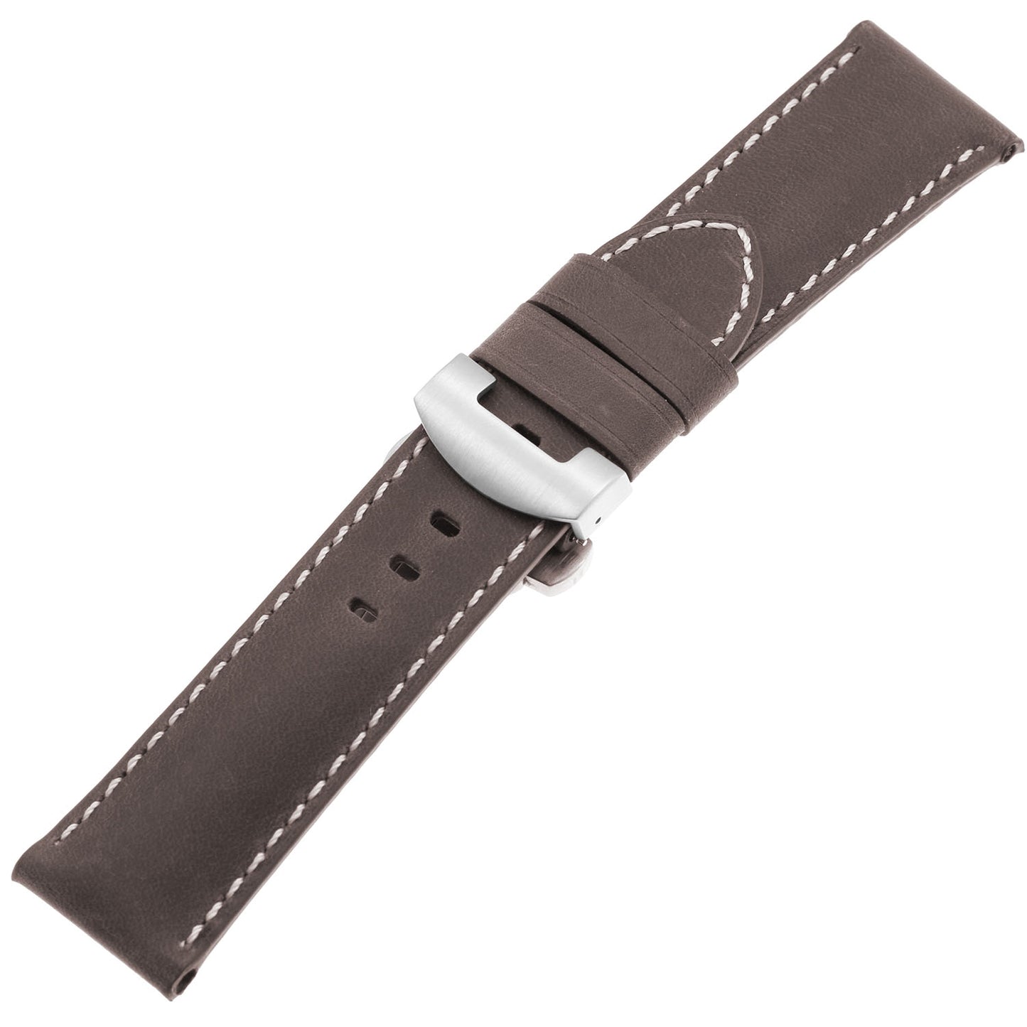 DASSARI Vintage Leather Strap for Samsung Galaxy Watch (46mm Silver)